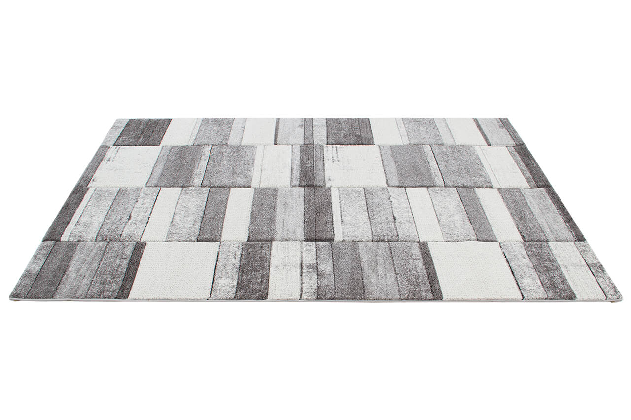 Tappeto Moderno Ray Geometrico - Grigio Bianco - Antiscivolo | Ideale per Soggiorno, Camera da Letto, Sala da Pranzo