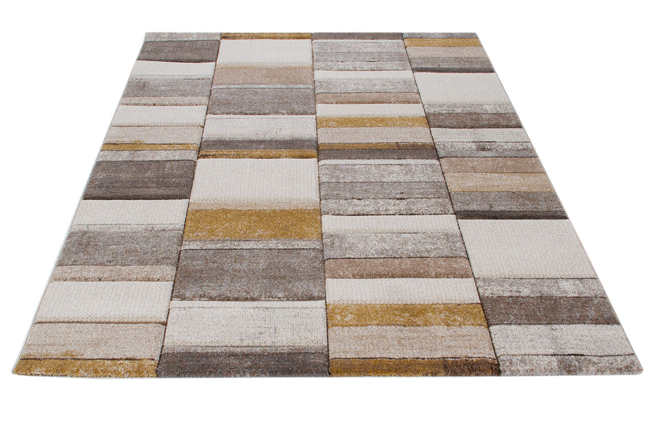 Tappeto Moderno Ray Geometrico - Grigio Beige - Antiscivolo | Ideale per Soggiorno, Camera da Letto, Sala da Pranzo - CarpetLiving