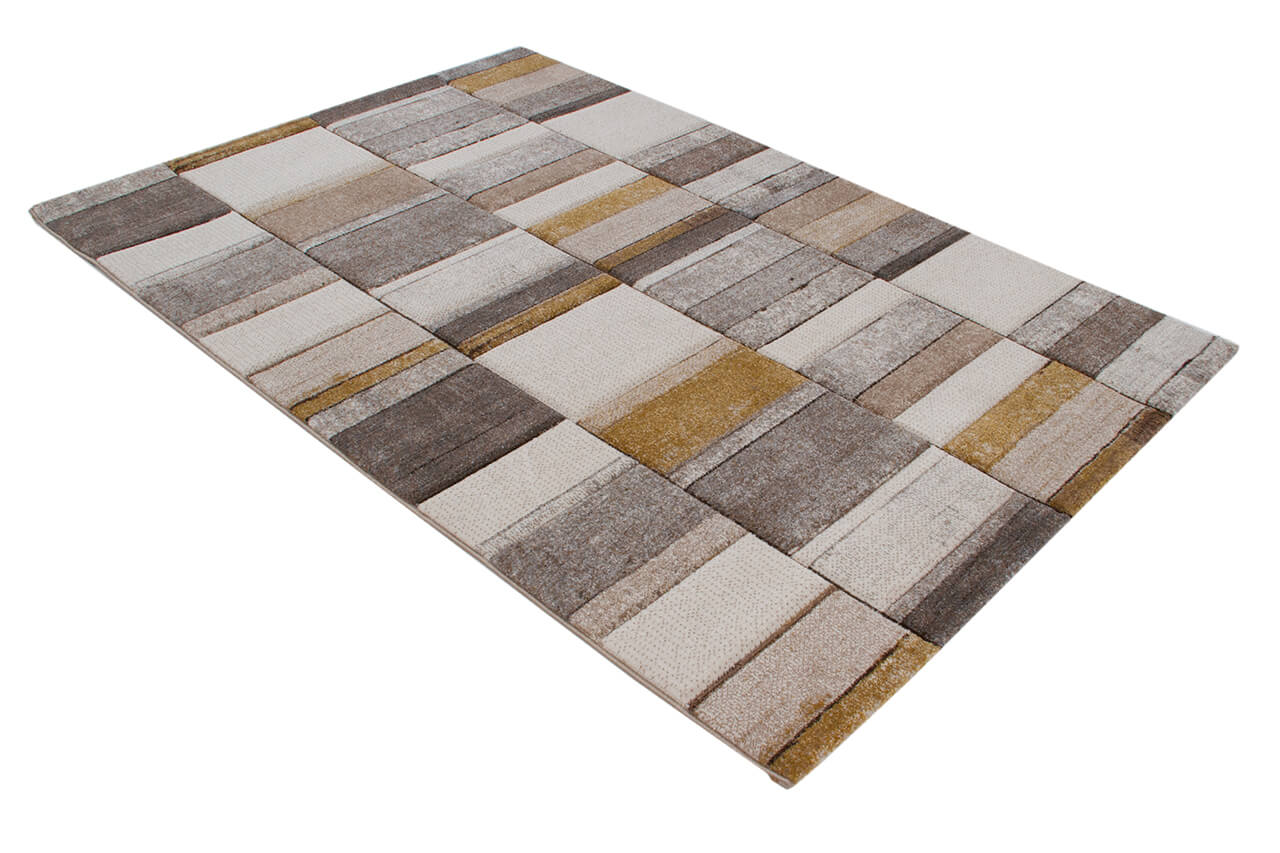 Tappeto Moderno Ray Geometrico - Grigio Beige - Antiscivolo | Ideale per Soggiorno, Camera da Letto, Sala da Pranzo - CarpetLiving