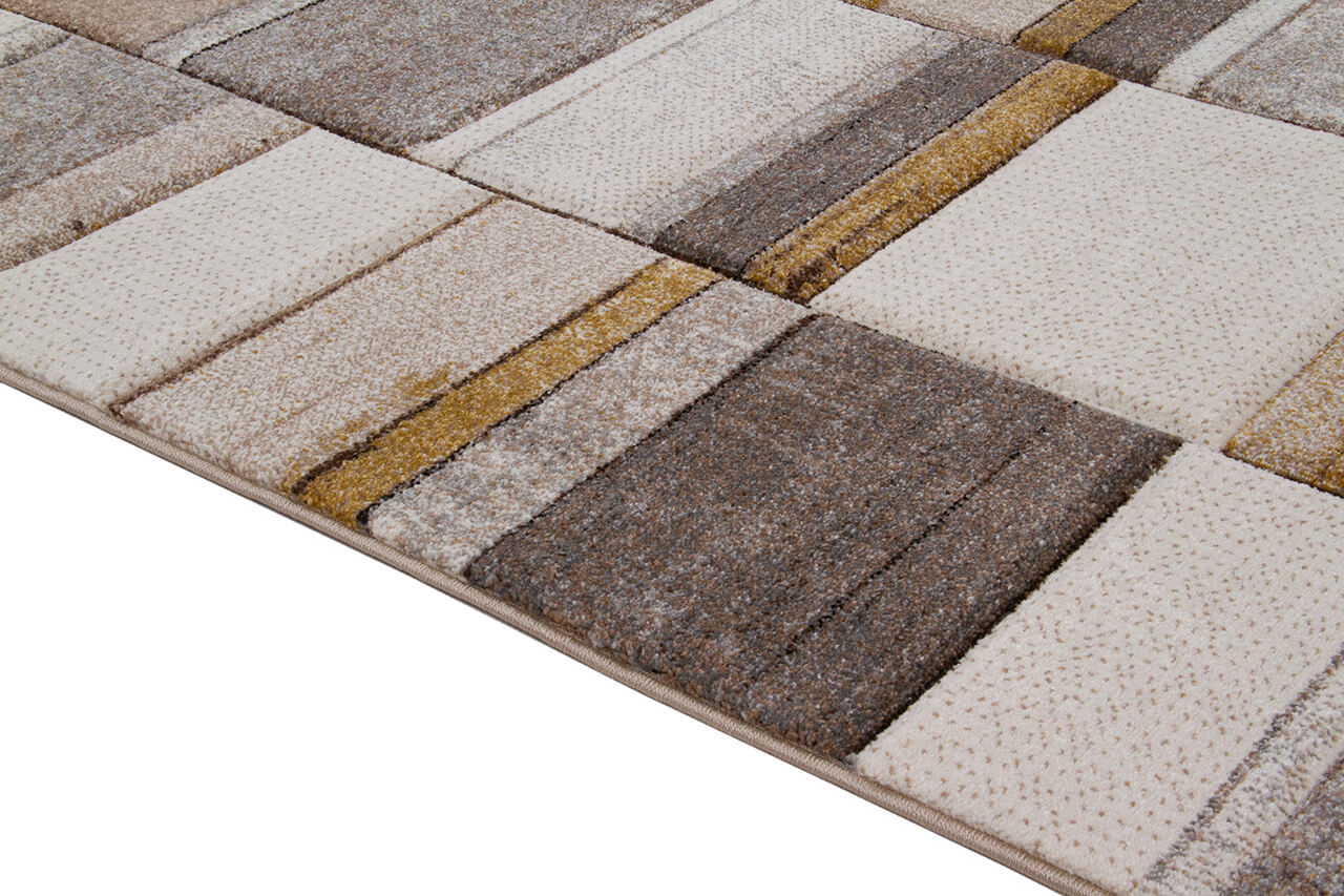 Tappeto Moderno Ray Geometrico - Grigio Beige - Antiscivolo | Ideale per Soggiorno, Camera da Letto, Sala da Pranzo - CarpetLiving