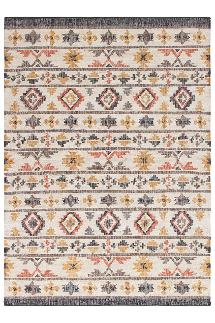Tappeto Kilim in Juta e Cotone - Stile Etnico Tradizionale - Kilim Nirvana - Fatto a Mano - Materiali Sostenibile