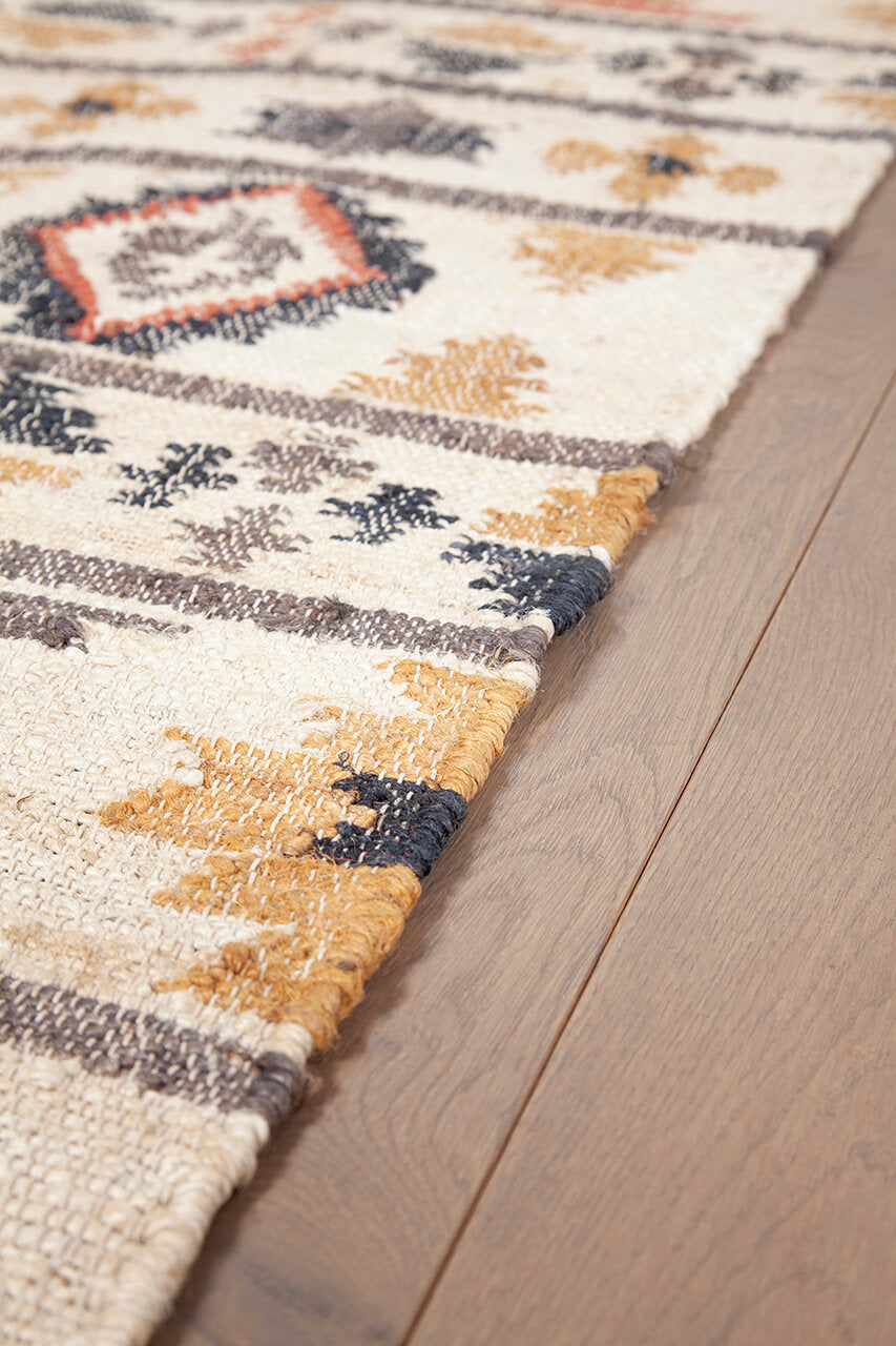 Tappeto Kilim in Juta e Cotone - Stile Etnico Tradizionale - Kilim Nirvana - Fatto a Mano - Materiali Sostenibile