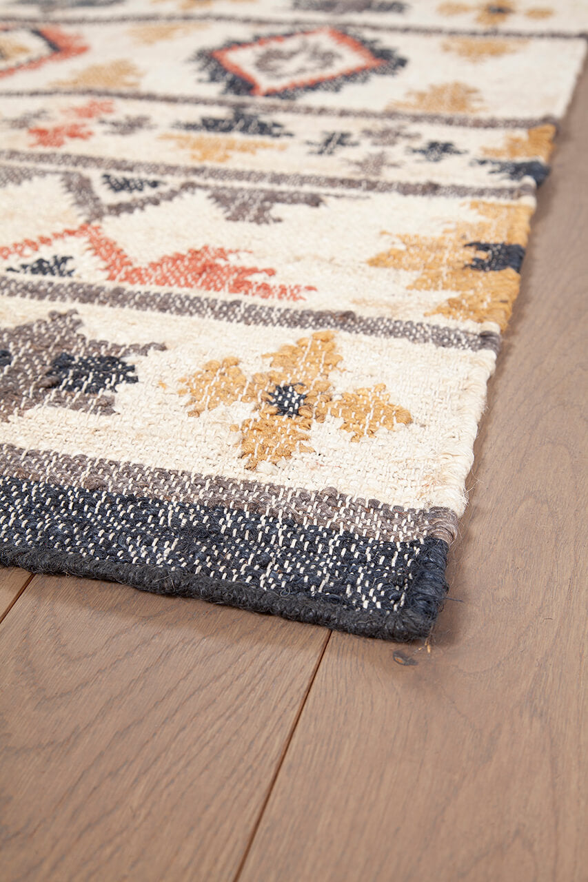 Tappeto Kilim in Juta e Cotone - Stile Etnico Tradizionale - Kilim Nirvana - Fatto a Mano - Materiali Sostenibile