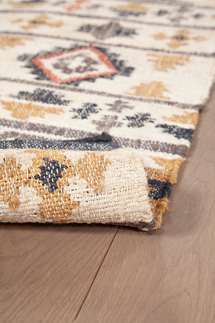 Tappeto Kilim in Juta e Cotone - Stile Etnico Tradizionale - Kilim Nirvana - Fatto a Mano - Materiali Sostenibile