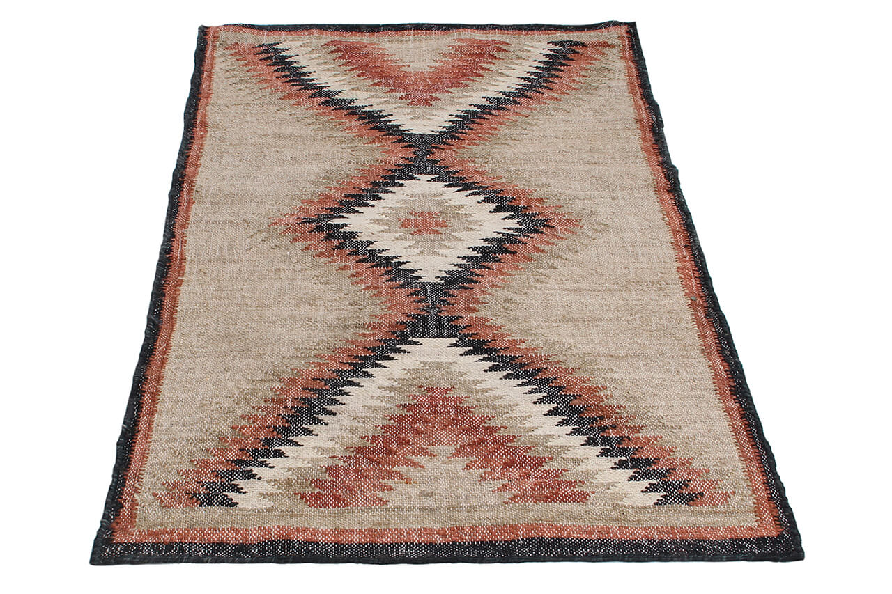 Tappeto Kilim in Juta e Cotone - Stile Etnico Tradizionale - Kilim Nirvana - Fatto a Mano - Materiali Sostenibile