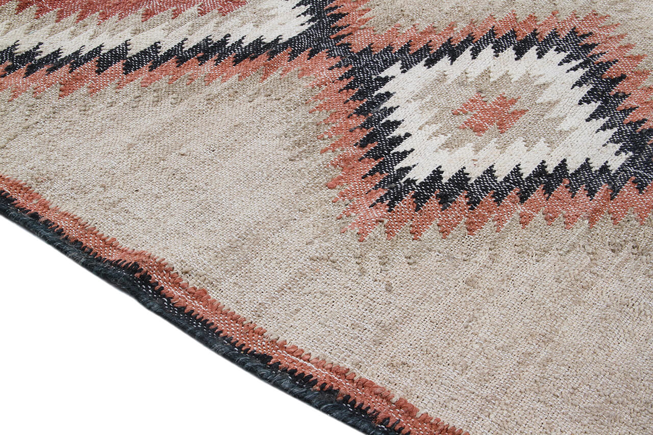 Tappeto Kilim in Juta e Cotone - Stile Etnico Tradizionale - Kilim Nirvana - Fatto a Mano - Materiali Sostenibile
