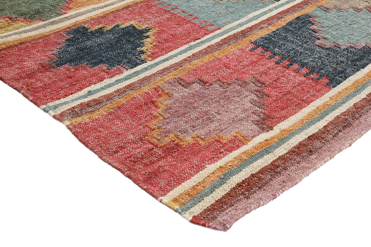 Tappeto Kilim in Juta e Cotone - Stile Etnico Tradizionale - Kilim Nirvana - Fatto a Mano - Materiali Sostenibile