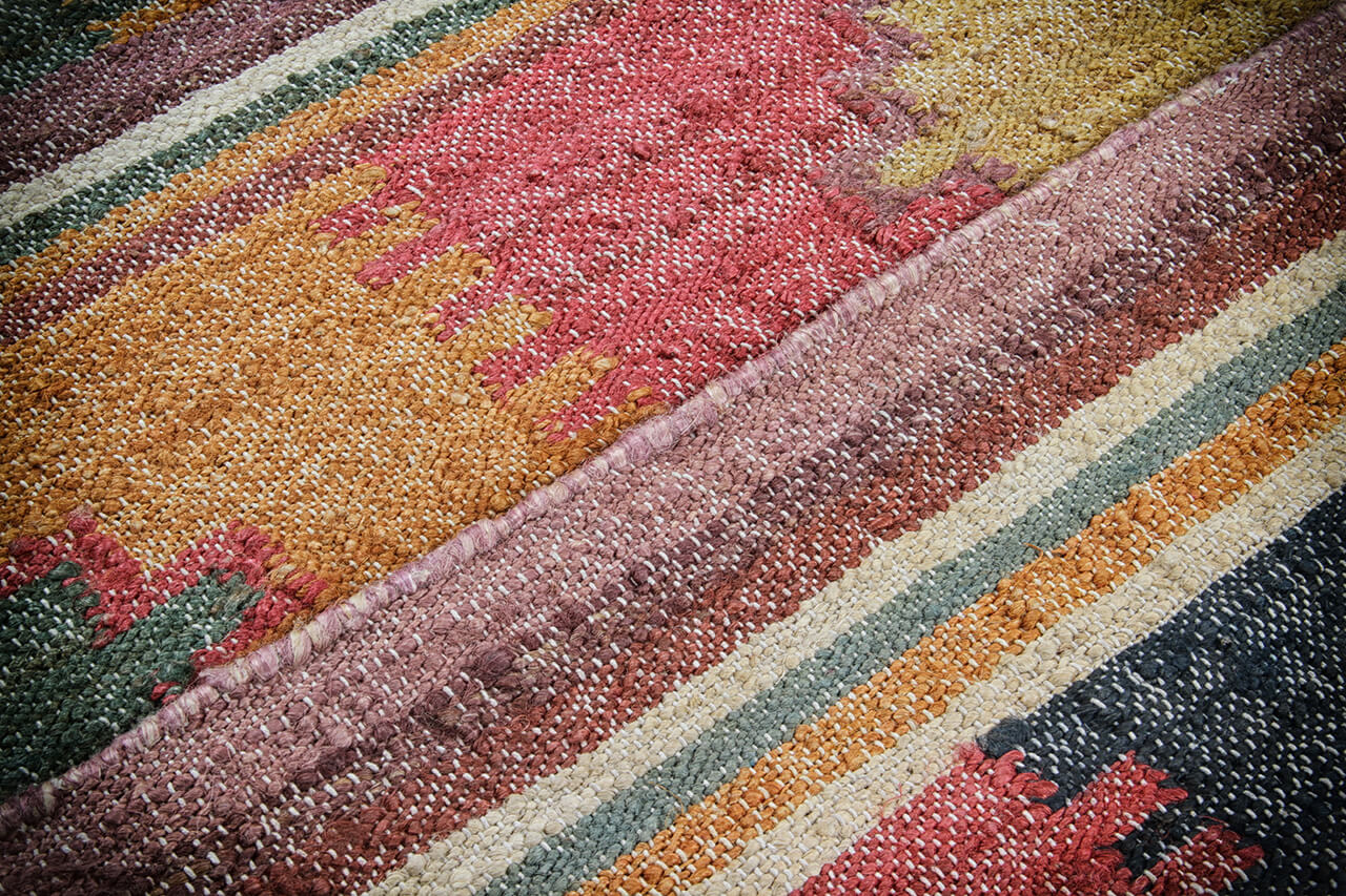 Tappeto Kilim in Juta e Cotone - Stile Etnico Tradizionale - Kilim Nirvana - Fatto a Mano - Materiali Sostenibile