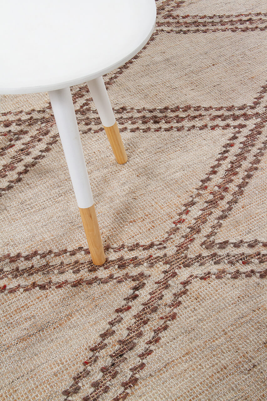 Tappeto in Juta, Lana e Cotone - Istinto C - Fatto a mano - Stile Etnico Tradizionale - Materiali Sostenibili