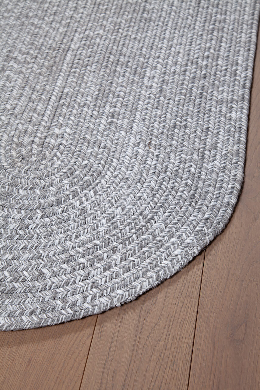 Tappeto Ovale da Esterno - SOLID - Indoor/Outdoor - Grigio - 200x60cm | Ideale per Terrazze, Balconi, Patio, Verande - CarpetLiving