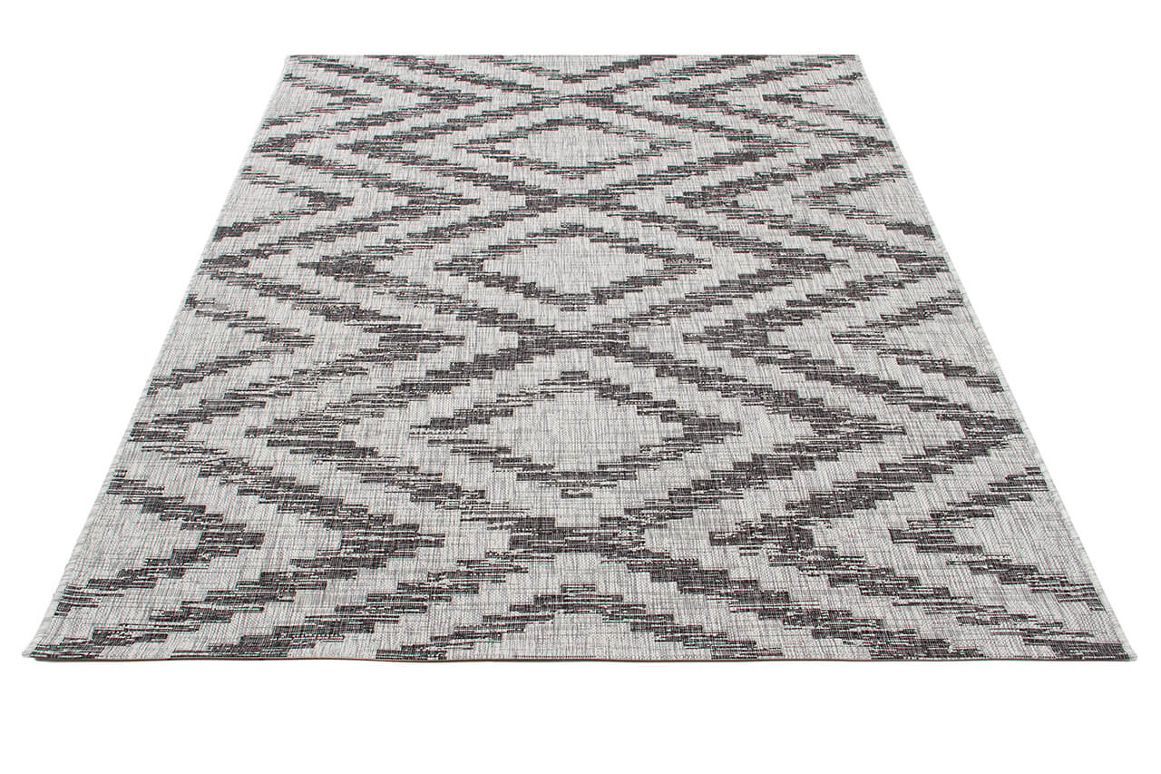 Tappeto da Esterno - ETHNO 2 GREY - Indoor/Outdoor - Grigio | Ideale per Terrazze, Balconi, Patio, Verande