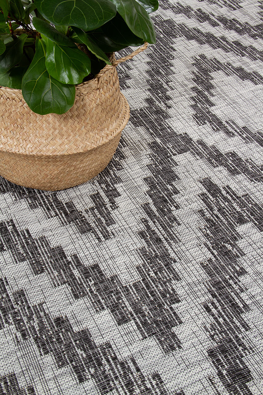 Tappeto da Esterno - ETHNO 2 GREY - Indoor/Outdoor - Grigio | Ideale per Terrazze, Balconi, Patio, Verande