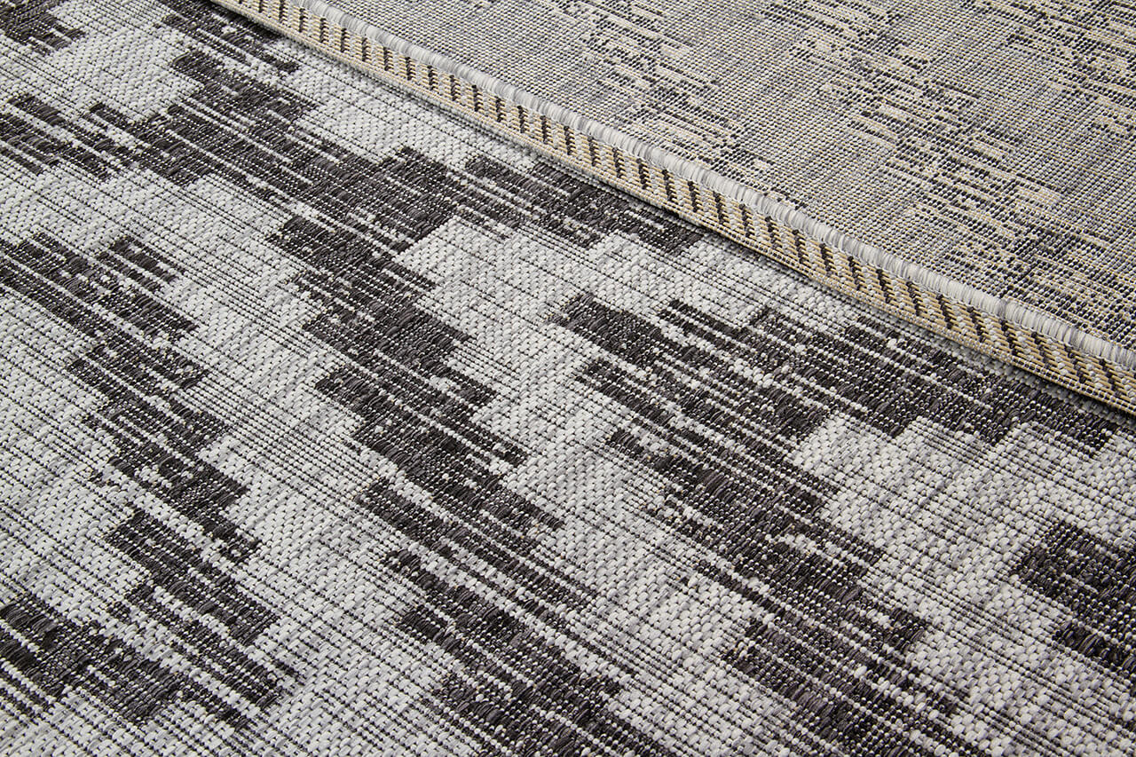 Tappeto da Esterno - ETHNO 2 GREY - Indoor/Outdoor - Grigio | Ideale per Terrazze, Balconi, Patio, Verande