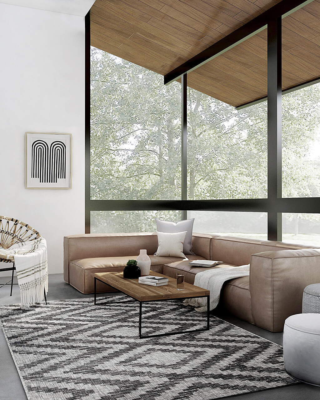 Tappeto da Esterno - ETHNO 2 GREY - Indoor/Outdoor - Grigio | Ideale per Terrazze, Balconi, Patio, Verande