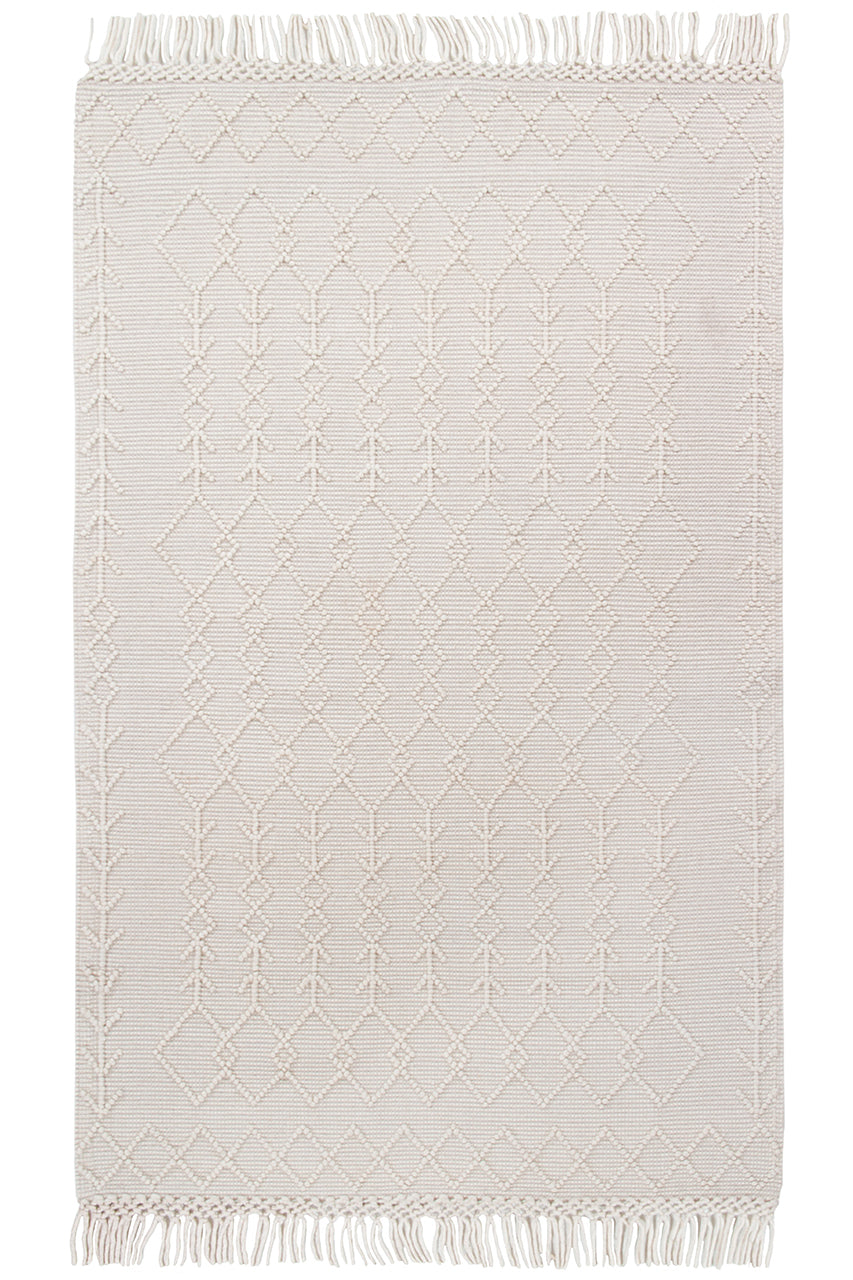 Tappeto Kilim AVORIO in Lana e Cotone Bianco | Realizzato a Mano, Ideale per Cucina Bagno
