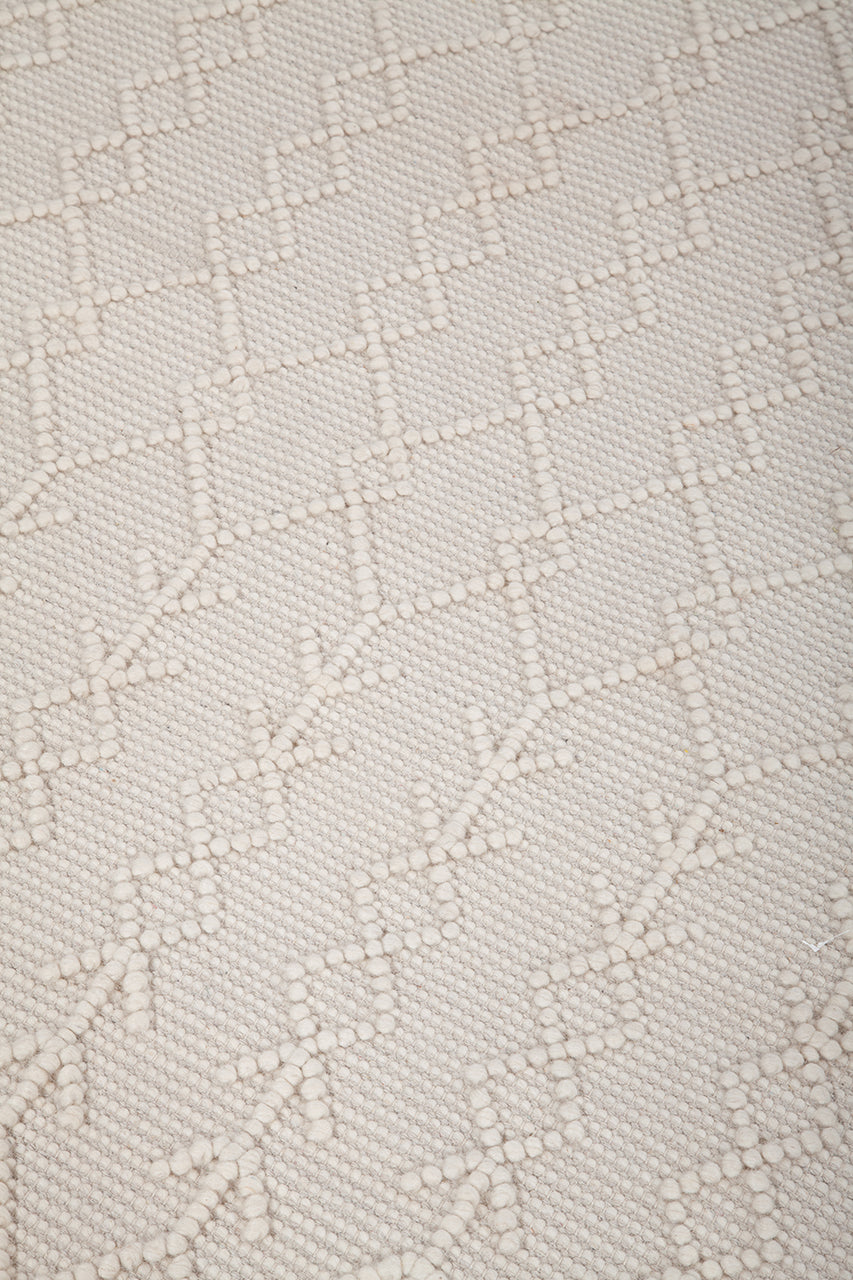 Tappeto Kilim AVORIO in Lana e Cotone Bianco | Realizzato a Mano, Ideale per Cucina Bagno