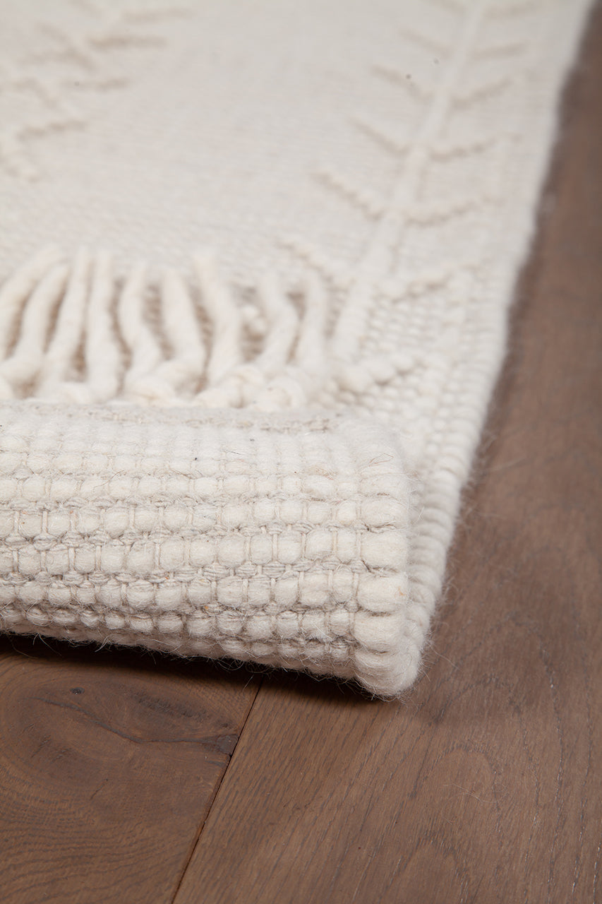 Tappeto Kilim AVORIO in Lana e Cotone Bianco | Realizzato a Mano, Ideale per Cucina Bagno