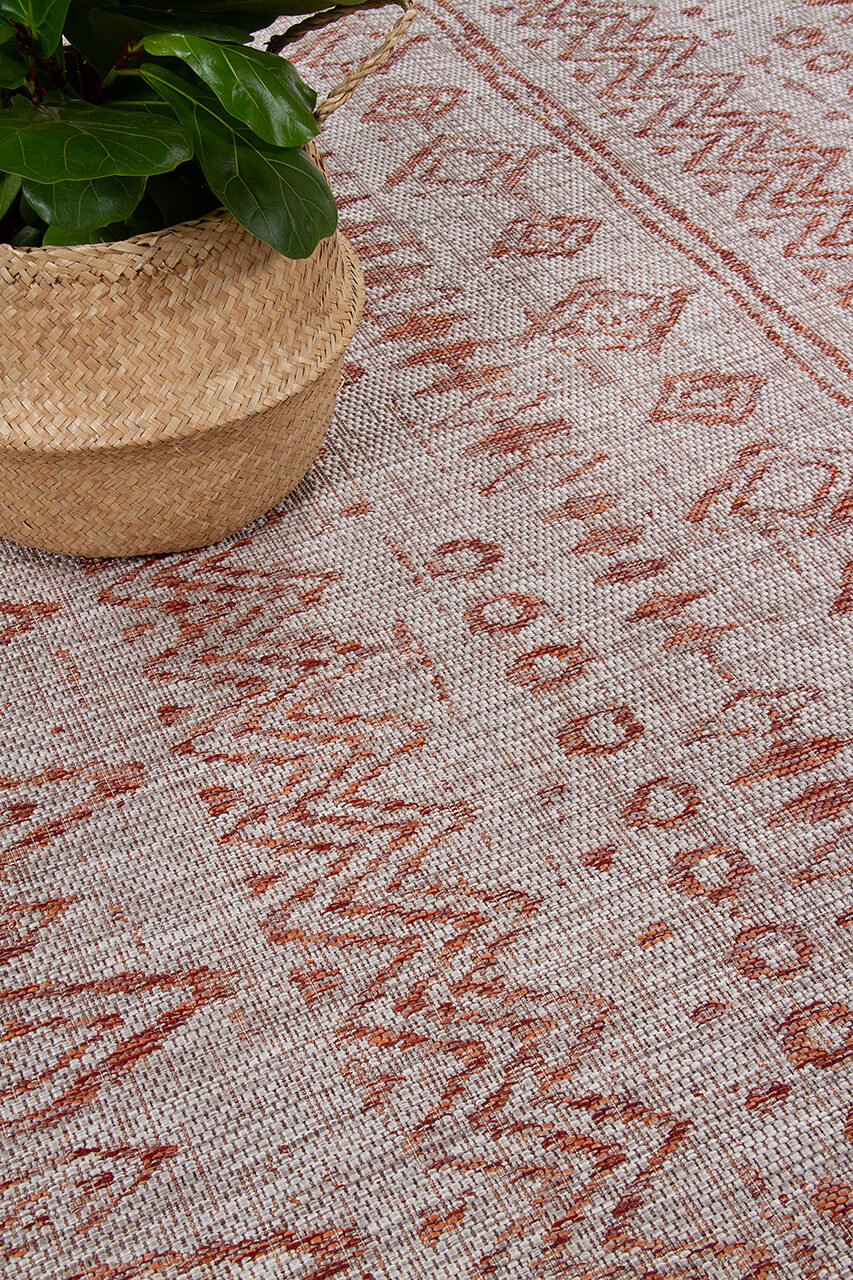 Tappeto da Esterno - ETHNO 1 TERRA - Indoor/Outdoor | Ideale per Terrazze, Balconi, Patio, Verande