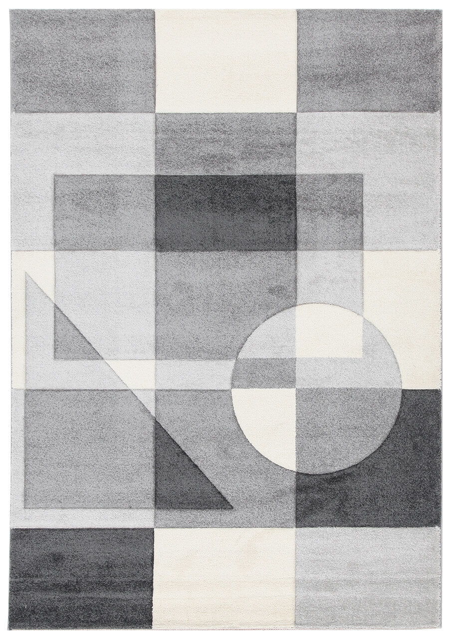 Tappeto Moderno Carve Cubism Geometrico a Blocchi - Grigio e Nero - Antiscivolo - Ideale per Soggiorno, Camera da Letto, Sala da Pranzo