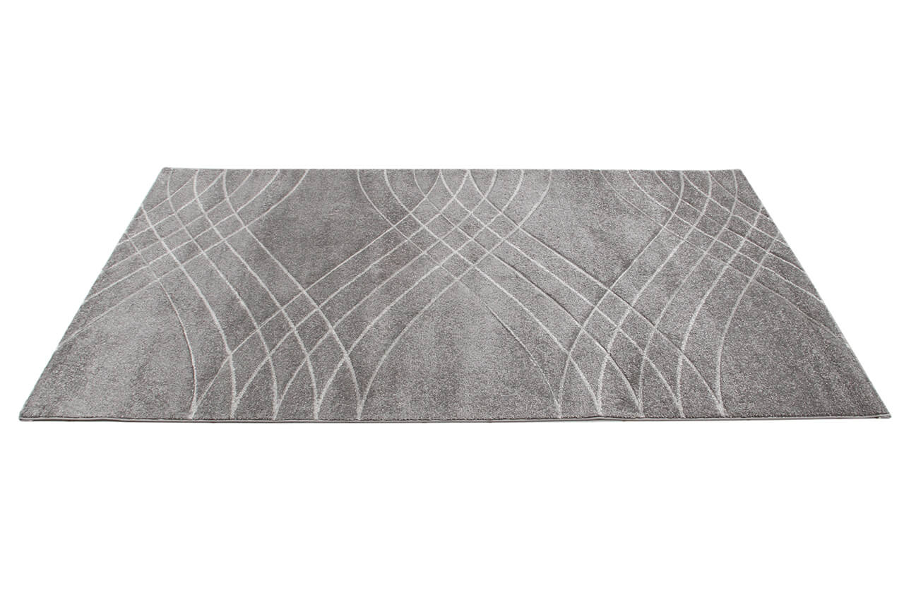 Tappeto Moderno Carve - Antiscivolo - Grigio - Ideale per Soggiorno, Camera da Letto, Sala da Pranzo
