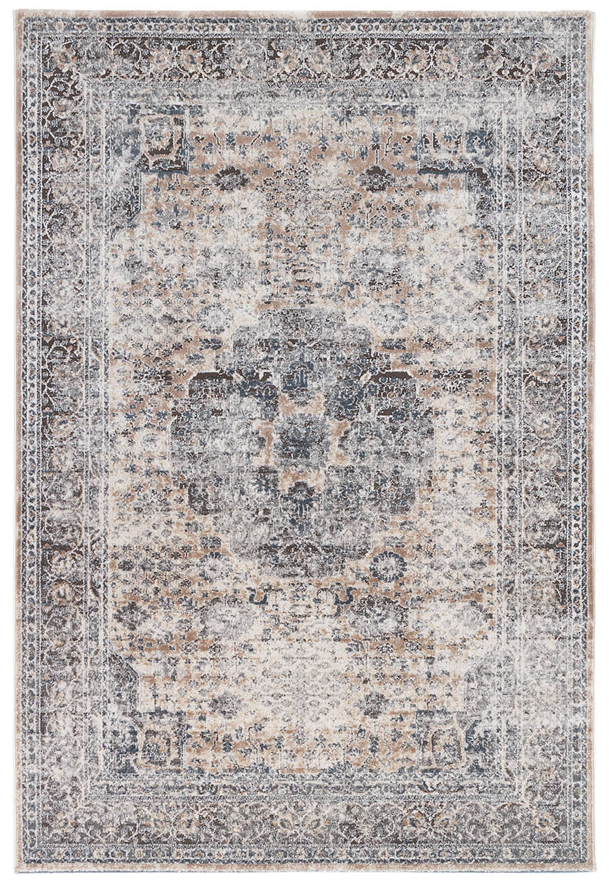 Tappeto Classico Vintage Crema Blu - Ohio D - Antiscivolo - Ideale per Soggiorno, Sala da Pranzo e Camera da letto