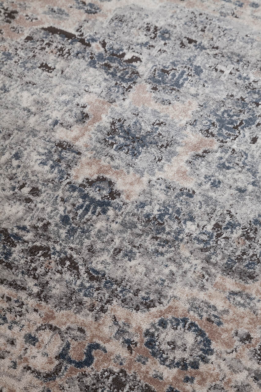 Tappeto Classico Vintage Crema Blu - Ohio D - Antiscivolo - Ideale per Soggiorno, Sala da Pranzo e Camera da letto