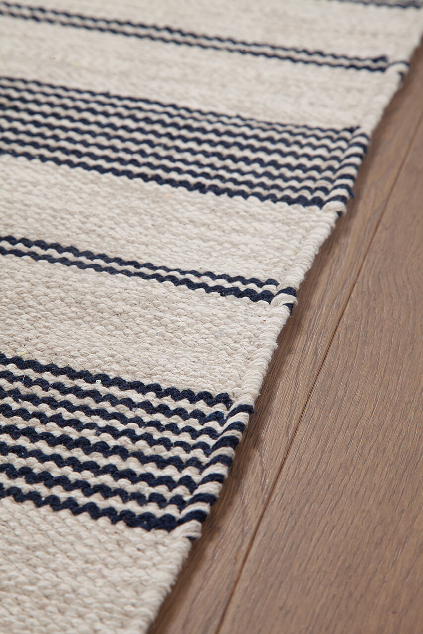Tappeto in Cotone Blu scuro - Lavabile in Lavatrice | Ideale per la Cucina e il Bagno