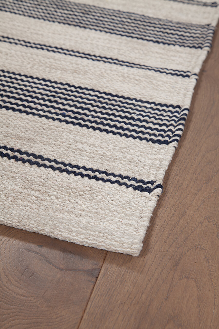Tappeto in Cotone Blu scuro - Lavabile in Lavatrice | Ideale per la Cucina e il Bagno