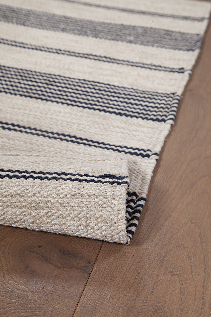 Tappeto in Cotone Blu scuro - Lavabile in Lavatrice | Ideale per la Cucina e il Bagno