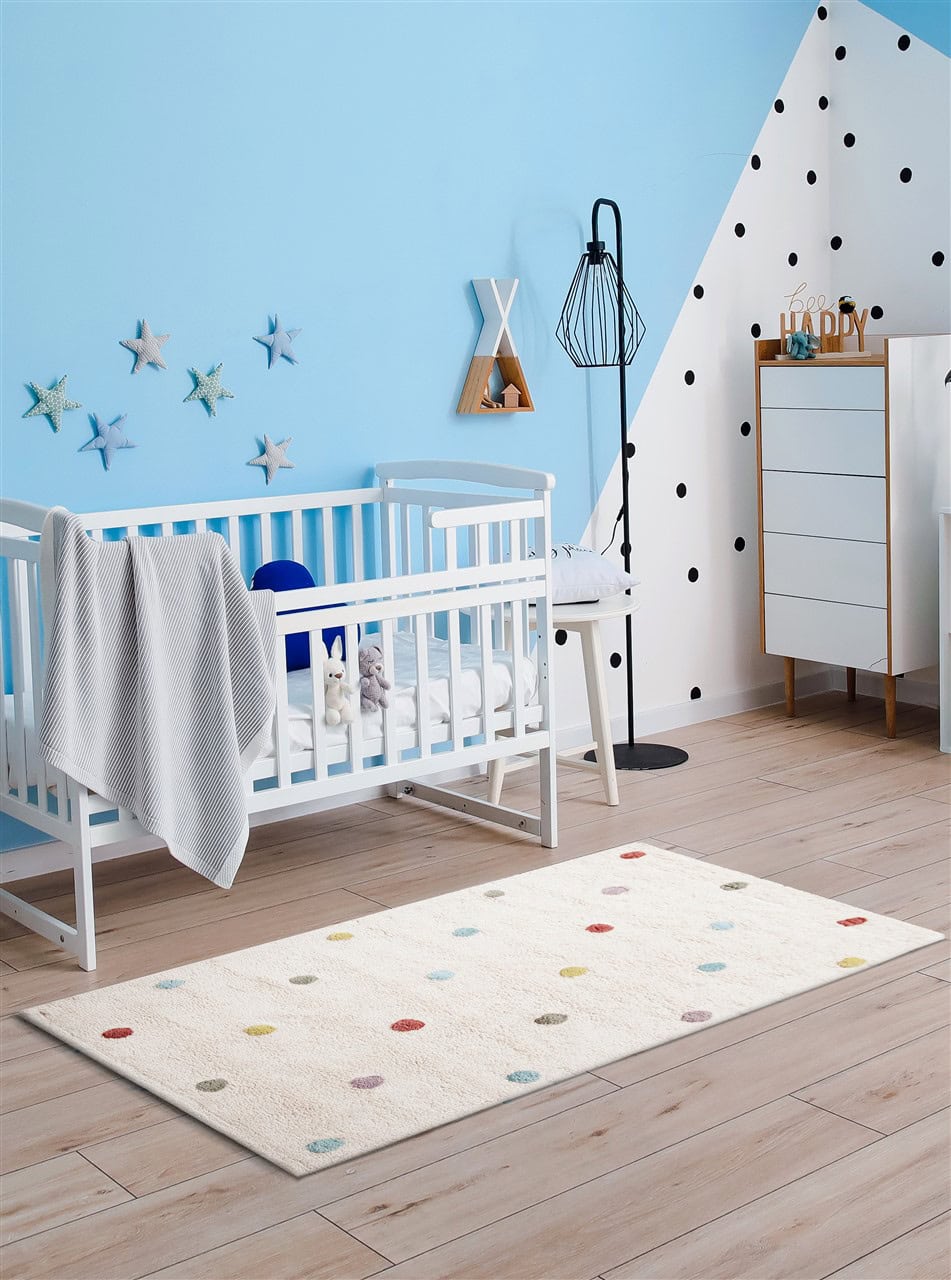 Tappeto Bianco per Bambini in Cotone Lavabile in Lavatrice - Fantasia Cotton