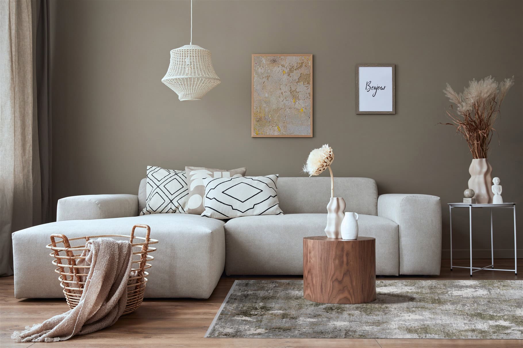 KENNEDY L BEIGE-DARK GREEN