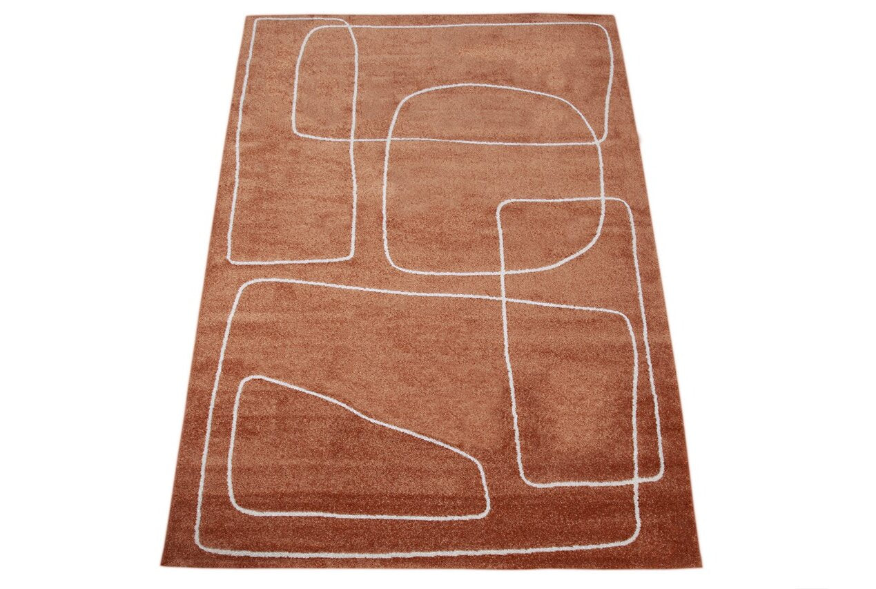 Tappeto Contemporaneo Atelier B Rust Bianco - Design Moderno Geometrico - Antiscivolo - Ideale per Soggiorno e Camera da Letto - CarpetLiving