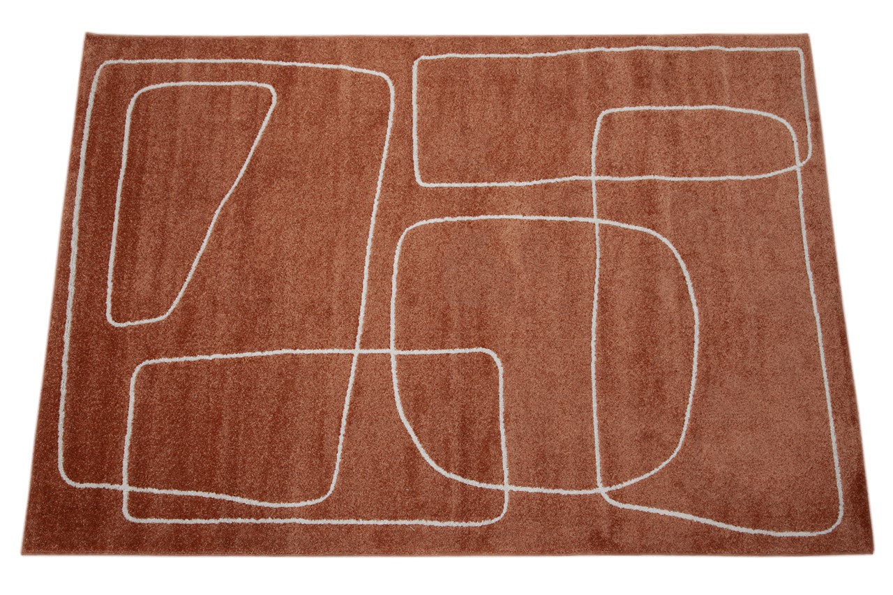 Tappeto Contemporaneo Atelier B Rust Bianco - Design Moderno Geometrico - Antiscivolo - Ideale per Soggiorno e Camera da Letto - CarpetLiving