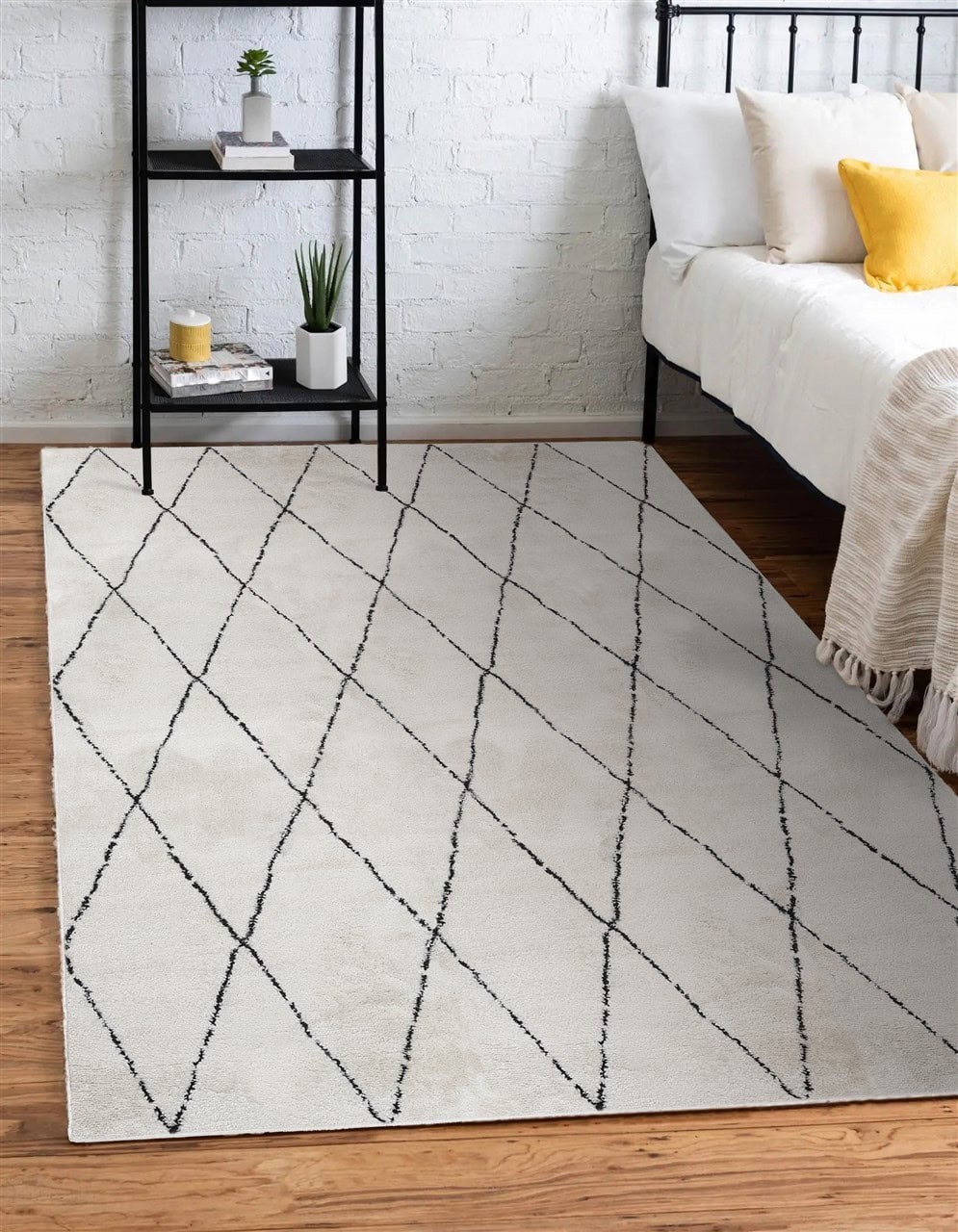 Tappeto Shaggy Tribe Soft C stile moderno rombi