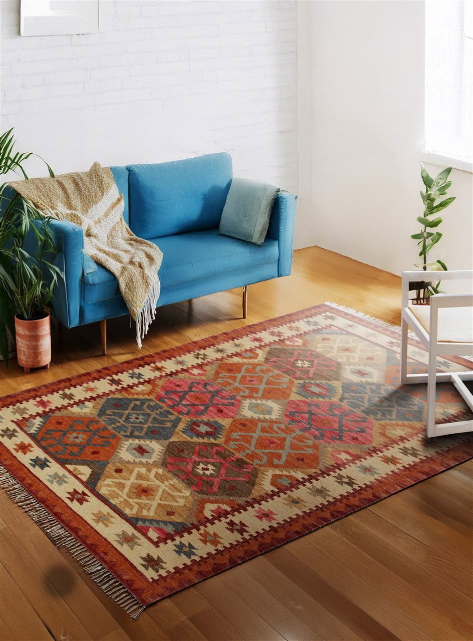 Tappeto etnico Kilim Kaban lana intrecciata a mano