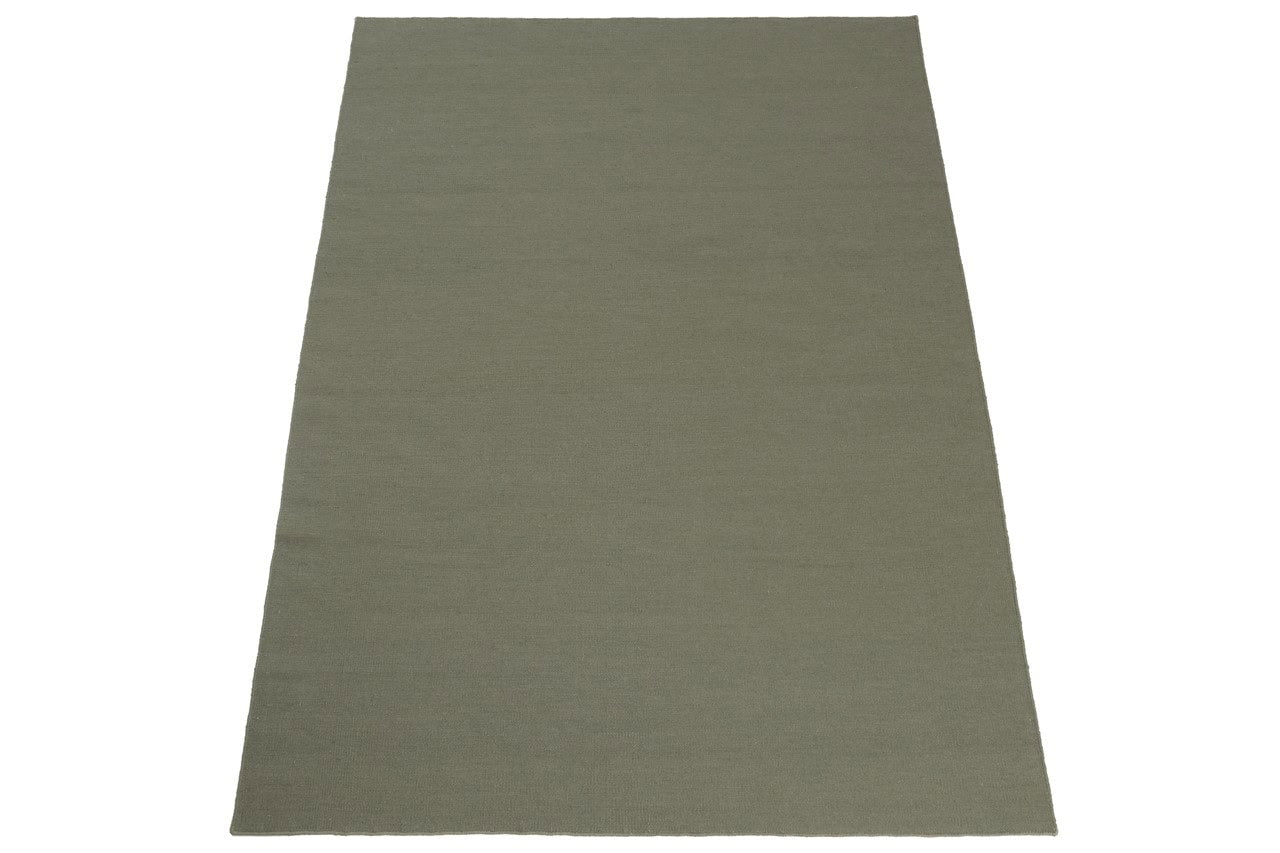 Tappeto Verde in Lana - Realizzato a Mano - Tinta Unita | Ideale per Soggiorno, Sala da Pranzo, Camera da Letto