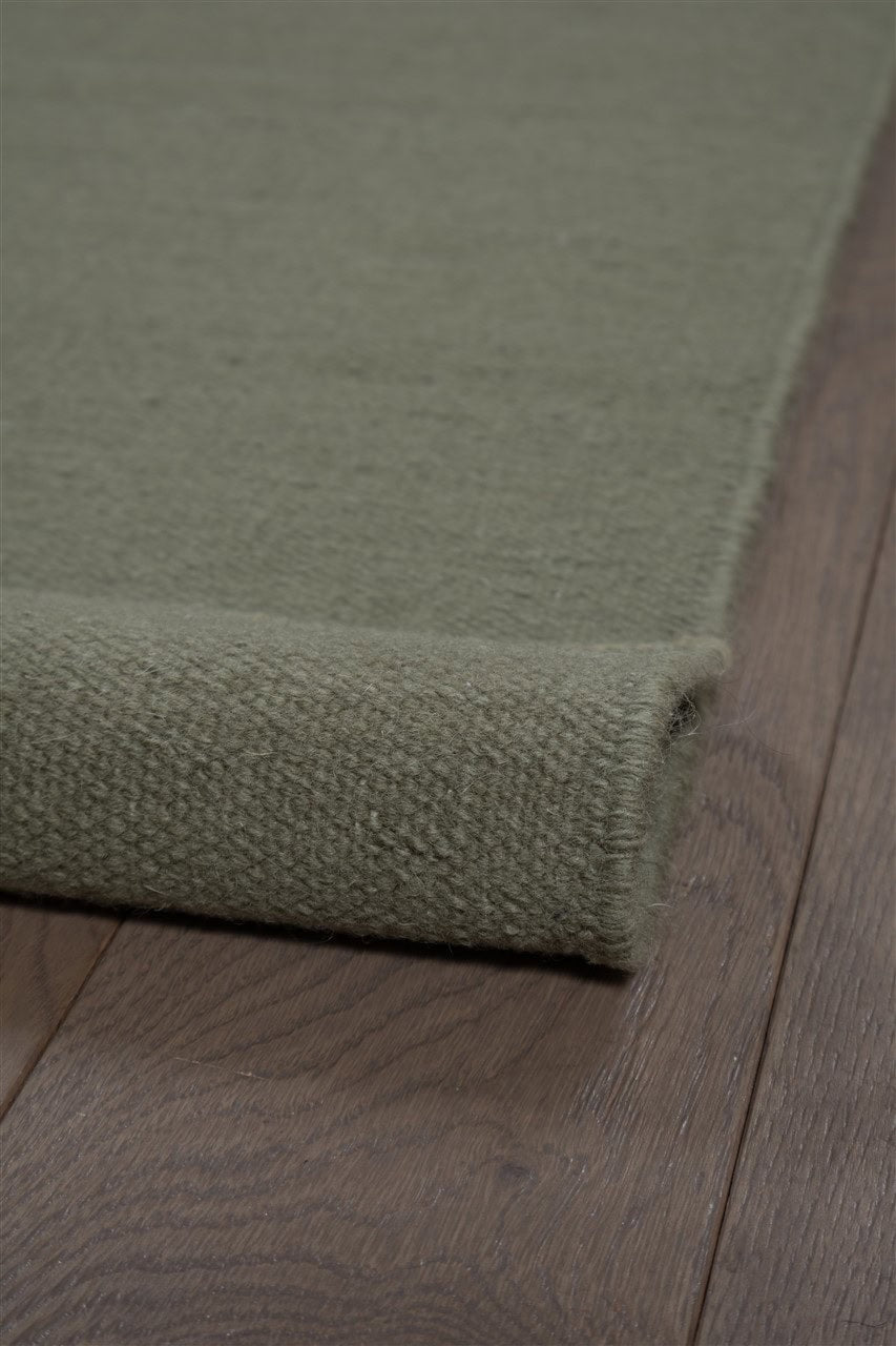 Tappeto Verde in Lana - Realizzato a Mano - Tinta Unita | Ideale per Soggiorno, Sala da Pranzo, Camera da Letto