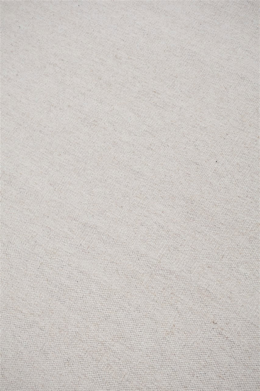 Tappeto Bianco in Lana - Realizzato a Mano - Tinta Unita | Ideale per Soggiorno, Sala da Pranzo, Camera da Letto