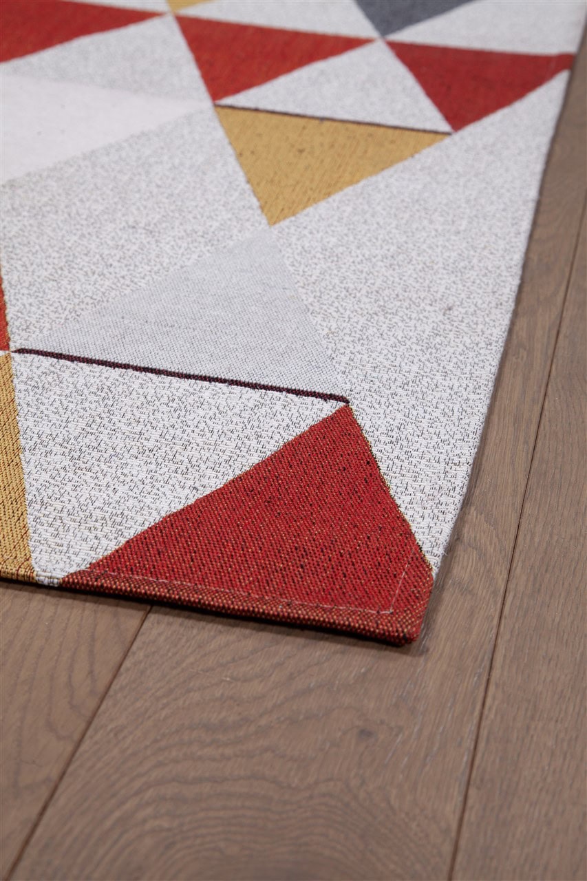 Tappeto Passatoia per la Cucina in Cotone Jaques Giallo-Rosso | Design Moderno, Antiscivolo e Resistente