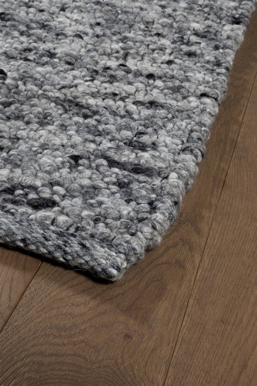 Tappeto Berger in Lana Grigio scuro - Realizzato a mano - Effetto Ciottoli 3D Morbido