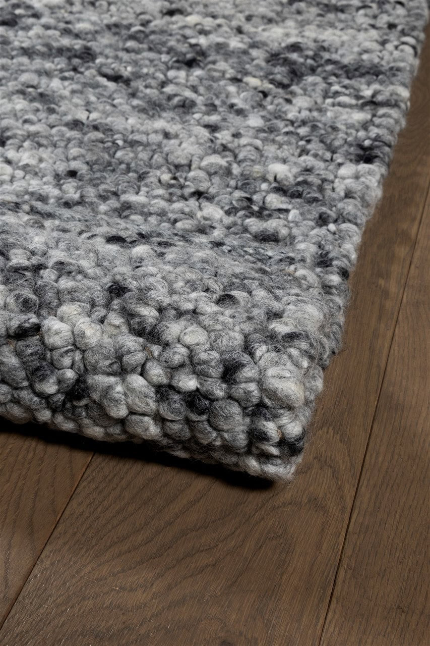 Tappeto Berger in Lana Grigio scuro - Realizzato a mano - Effetto Ciottoli 3D Morbido