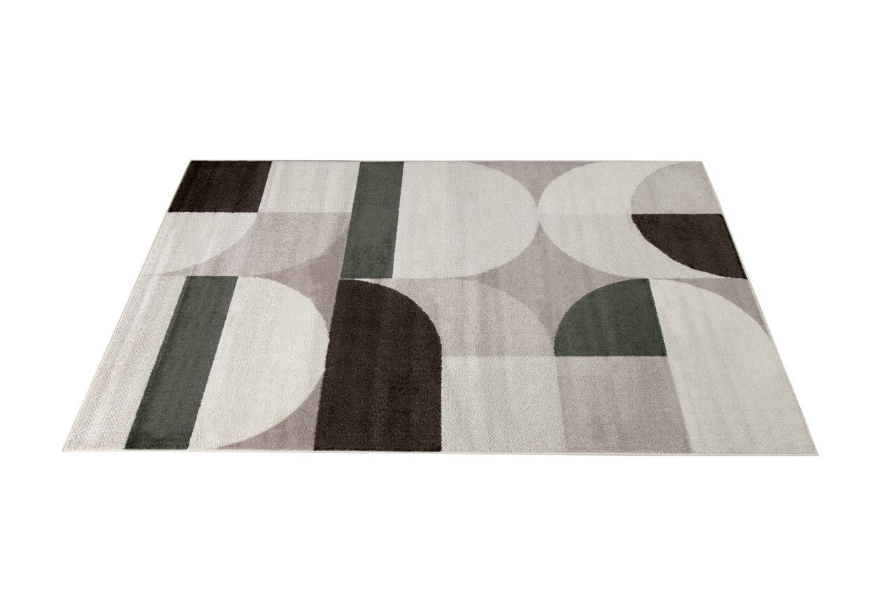 Tappeto Moderno BROOKLYN A Marrone Verde | Stile Geometrico