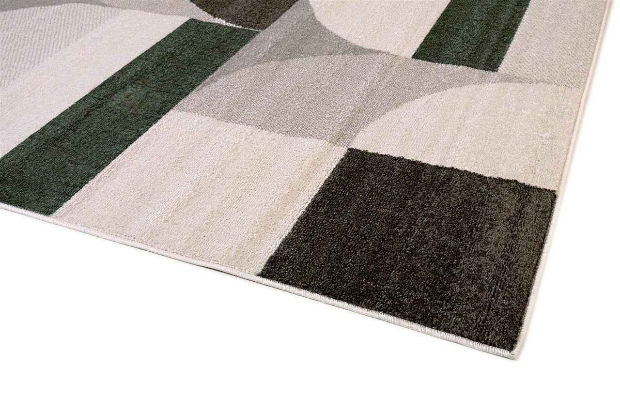 Tappeto Moderno BROOKLYN A Marrone Verde | Stile Geometrico