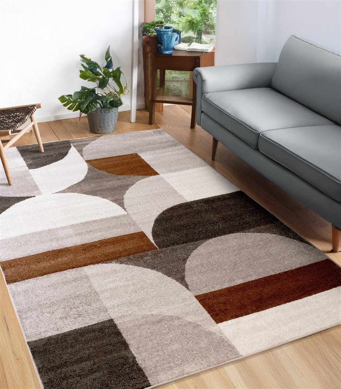 Tappeto Moderno BROOKLYN A Marrone Terra | Stile Geometrico