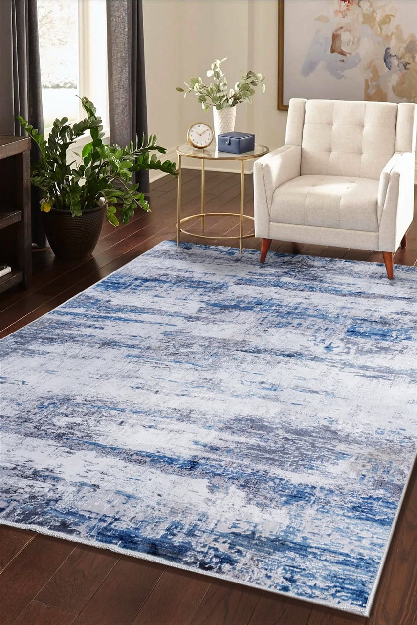 Tappeto Moderno ABSTRACT Blu - Lavabile in Lavatrice