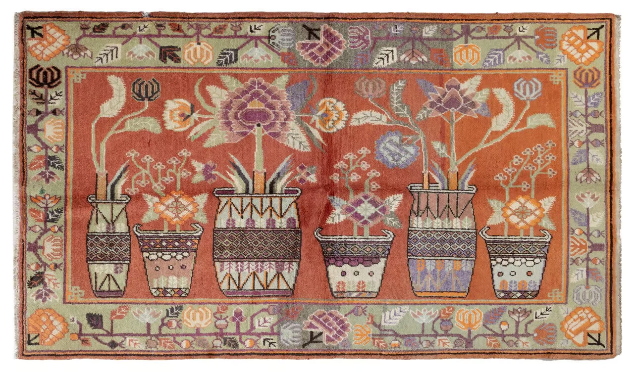 Tappeto Antico Samarcanda Autentico in Lana - 253 x 144 cm