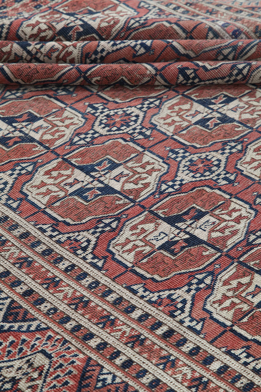 Antique Bouchara Oriental Rug: Authentic Turkmen Rug 339x226cm