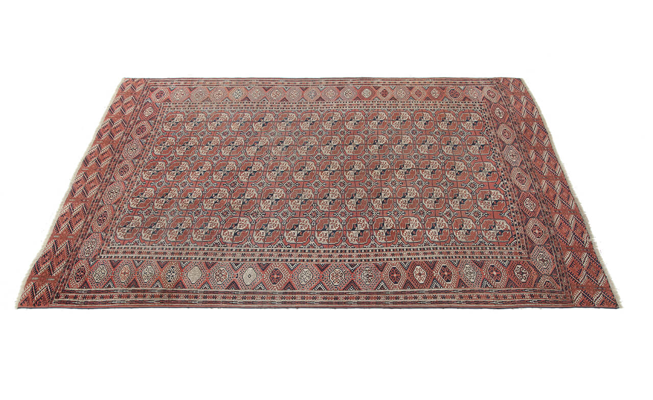 Antique Bouchara Oriental Rug: Authentic Turkmen Rug 339x226cm