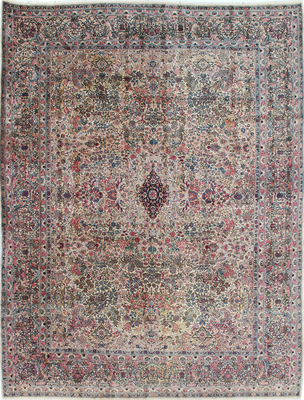 Tappeto Kerman Antico Persiano Autentico | Annodato a Mano 355x260cm
