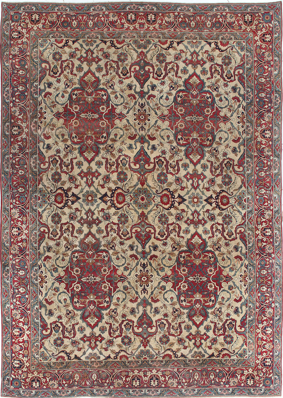 Tappeto Isfahan Antico Persiano Autentico | Annodato a Mano 389x273cm